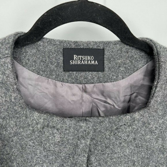 Ritsuko Shirahama Balloon Sleeve Wool Blend Lined Jacket Women's 1 Small Gray - Picture 2 of 9
